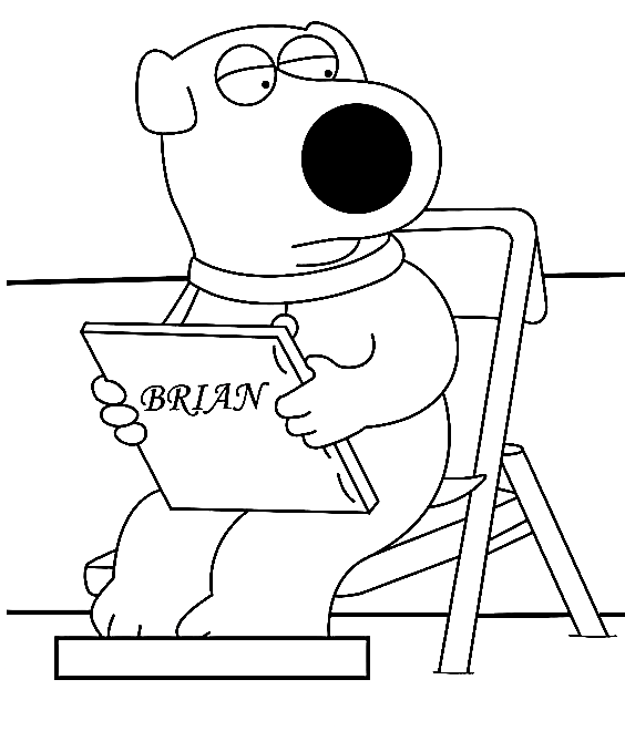 Brian Reading A Book Coloring Page