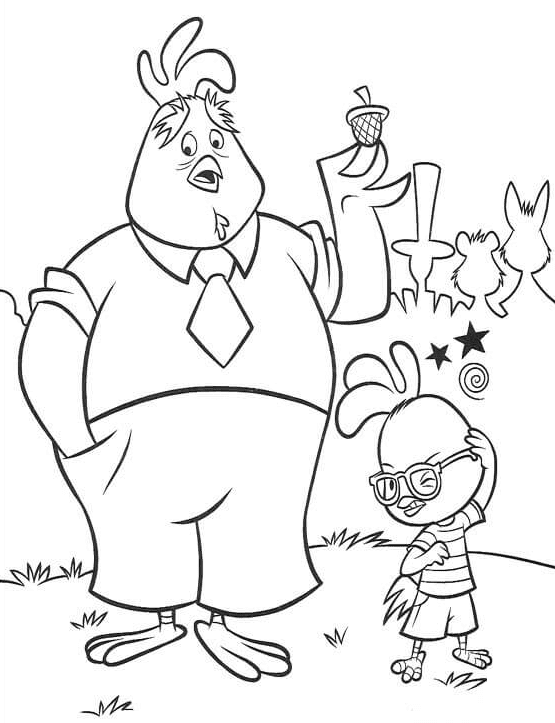 Buck Cluck And Chicken Little Coloring Pages