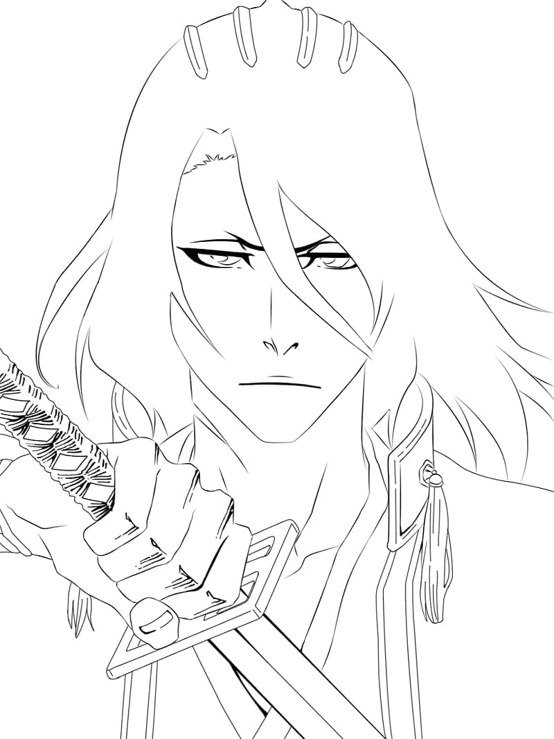 Byakuya from Bleach Coloring Page