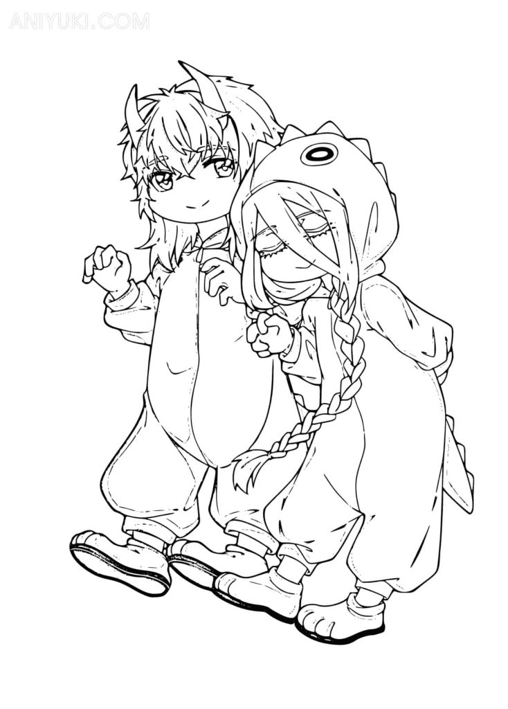 Chibi Shiraori and Wrath Coloring Pages