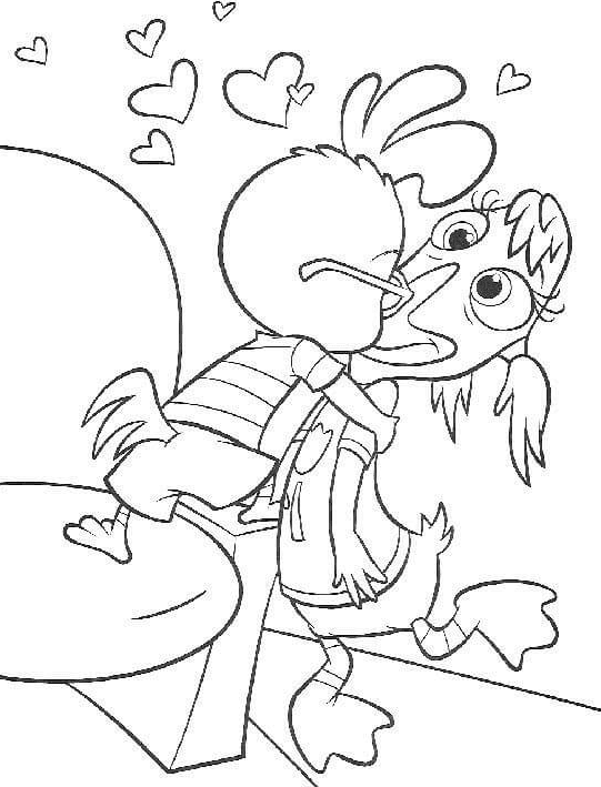 Chicken Little Kisses Abbey Coloring Page