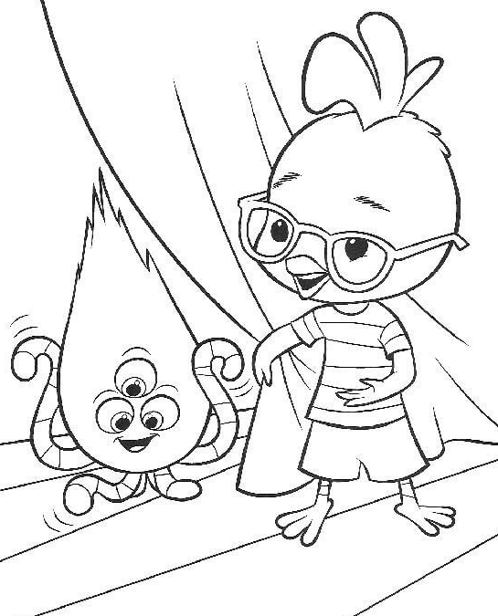 Chicken Little With An Alien Coloring Page
