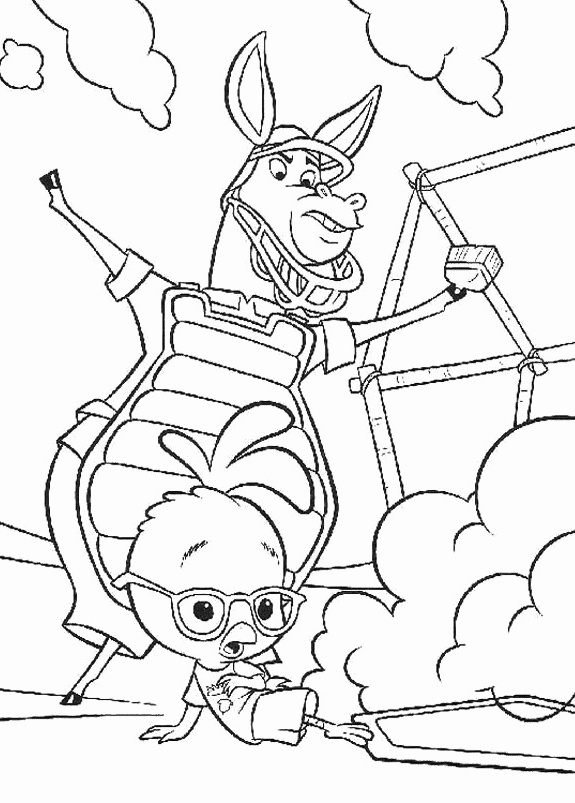 Chicken Little hits the Ball Coloring Page