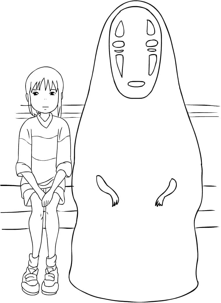 Chihiro Ogino And No-Face Coloring Page