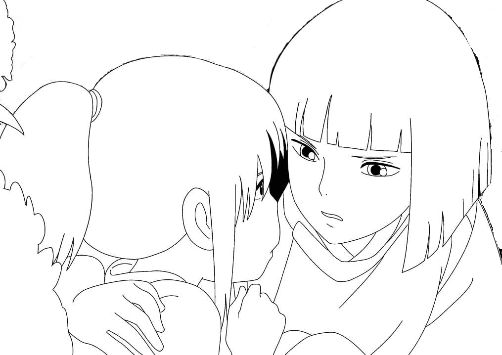 Chihiro Ogino with Haku Coloring Pages