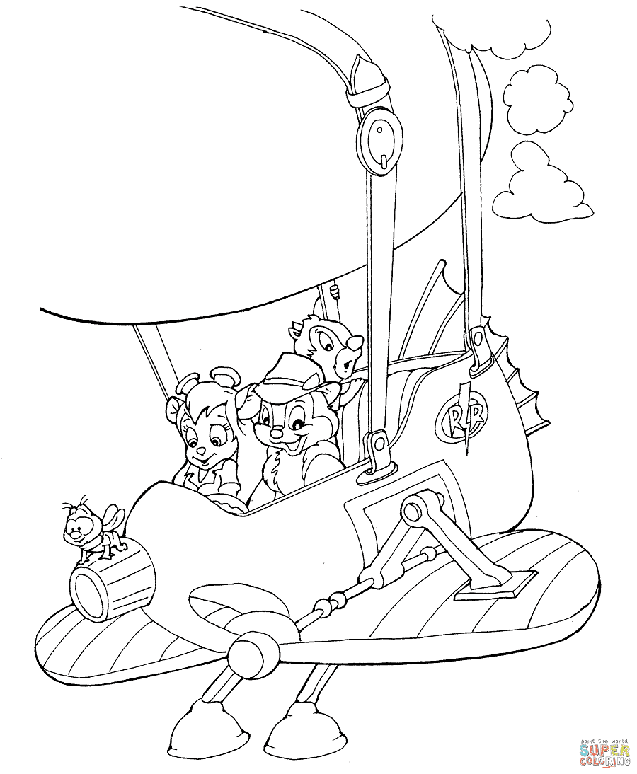 Chip, Dale and Gadget Hackwrench Coloring Page