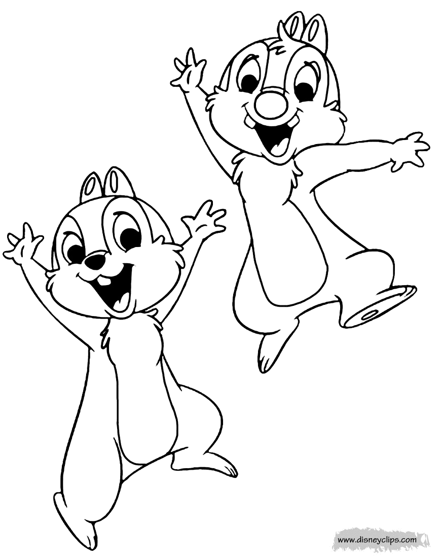 Chip and Dale Cheering Coloring Page