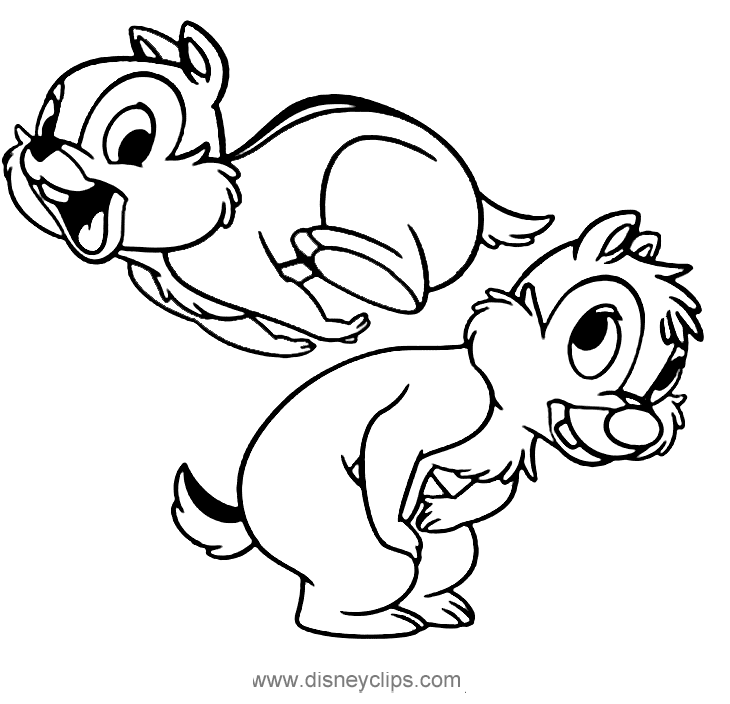 Chip with Dale Playing leap Frog Coloring Page