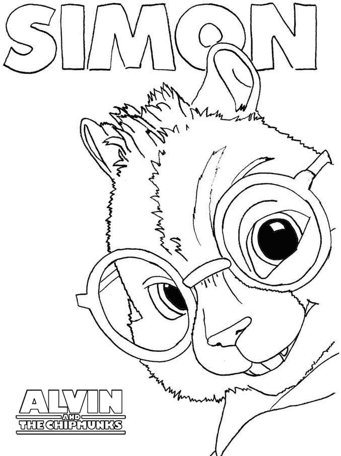 Chipmunk Simon Coloring Page