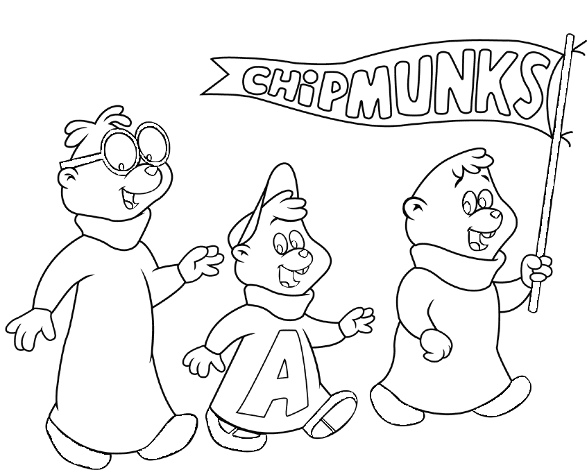 Chipmunks with flag Coloring Pages