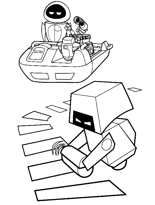 Cleaning Robot Is Looking For Wall-E Coloring Page