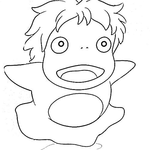 Ponyo Riding Jellyfish Coloring Pages Coloriages Ponyo Coloriages 