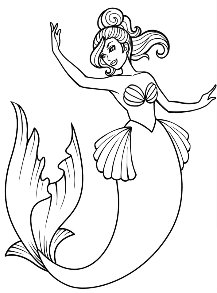 Desenho para colorir de sereia dançante