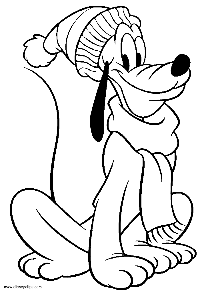 Disney Pluto in Winter Hat Coloring Page