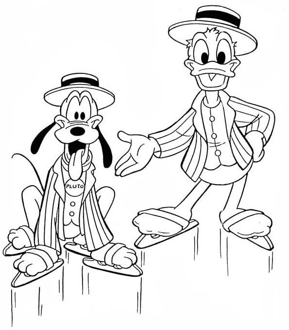 Donald and Pluto Coloring Page