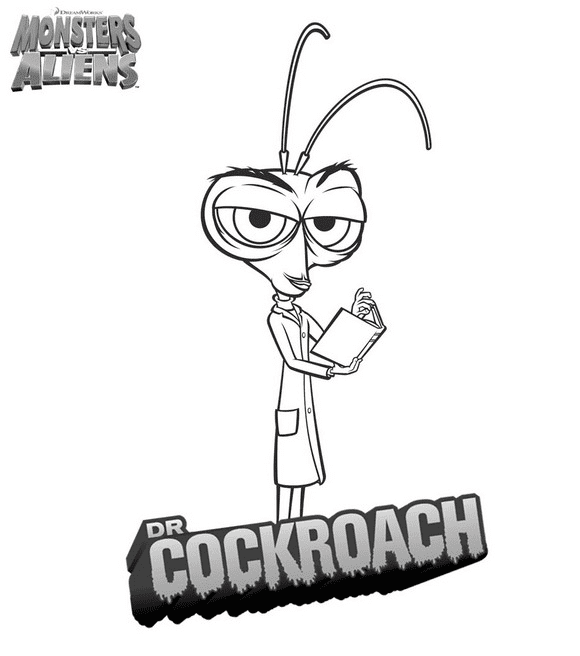 Dr. Cockroach from Monsters vs Aliens Coloring Page