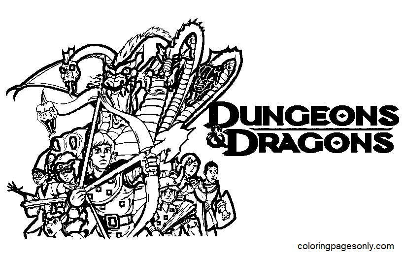 Dragones y Mazmorras Página para Colorear Gratis para Imprimir