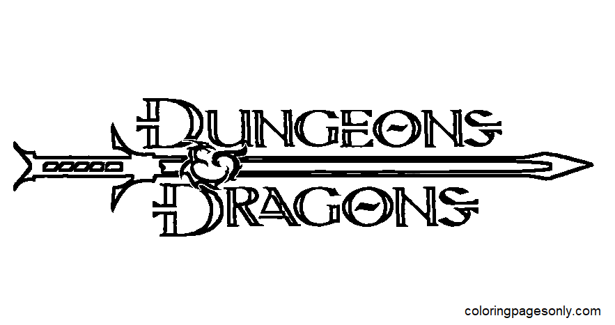 Kleurplaat Dungeons & Dragons logo