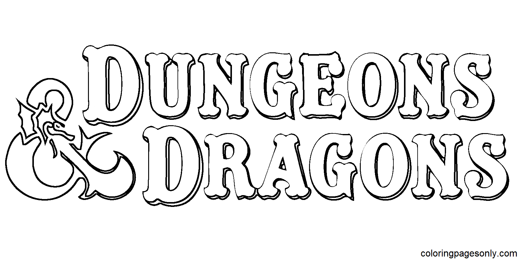 Kleurplaat Dungeons and Dragons Logo