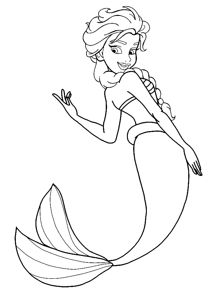 Elsa Mermaid Coloring Pages