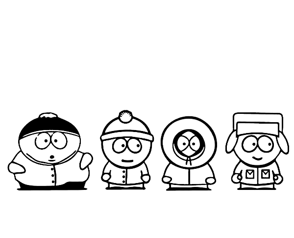 Eric, Stan, Kenny und Kyle aus South Park