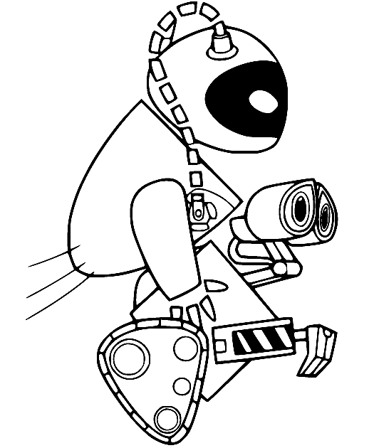 Eve Carrying Wall-E Flying Coloring Pages