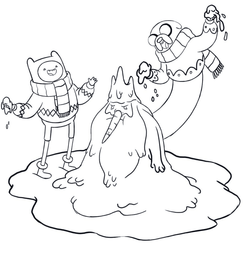 Finn, Jake and Ice King Coloring Page