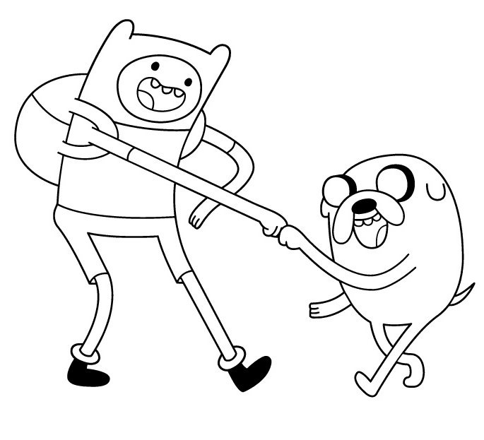 Finn and Jake Fistbump Coloring Page