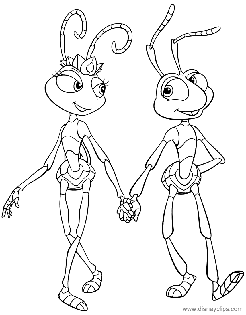 Flik, Atta holding hands Coloring Pages
