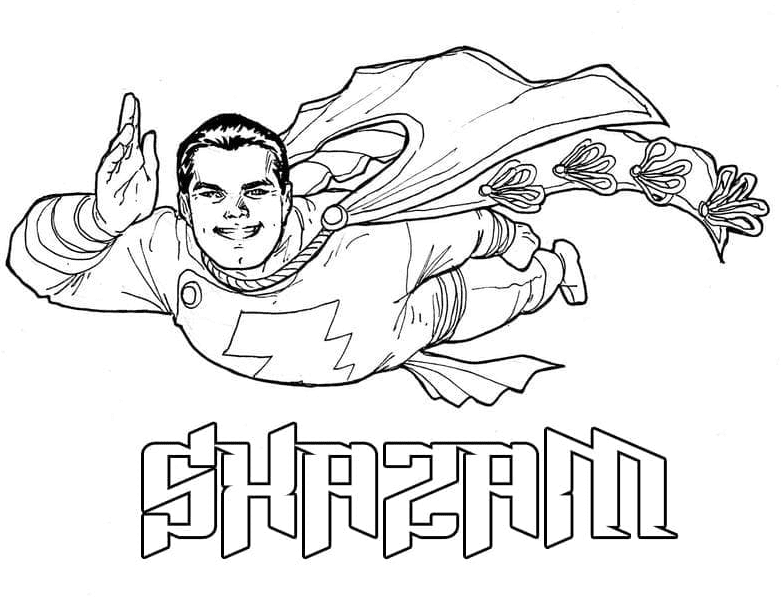 Flying Shazam Coloring Page
