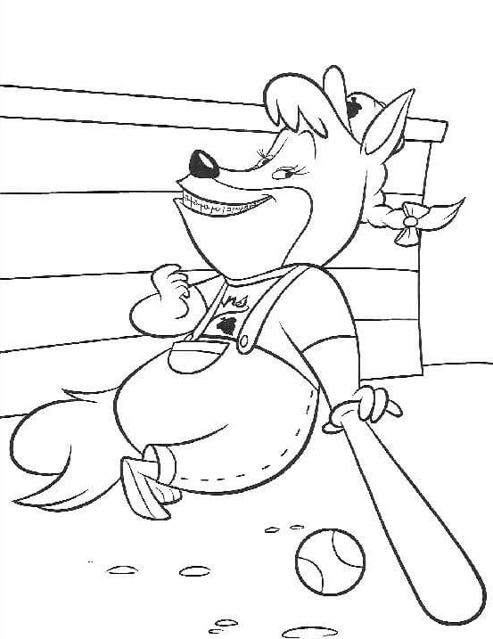 Foxy Loxy is Playing Baseball Coloring Pages