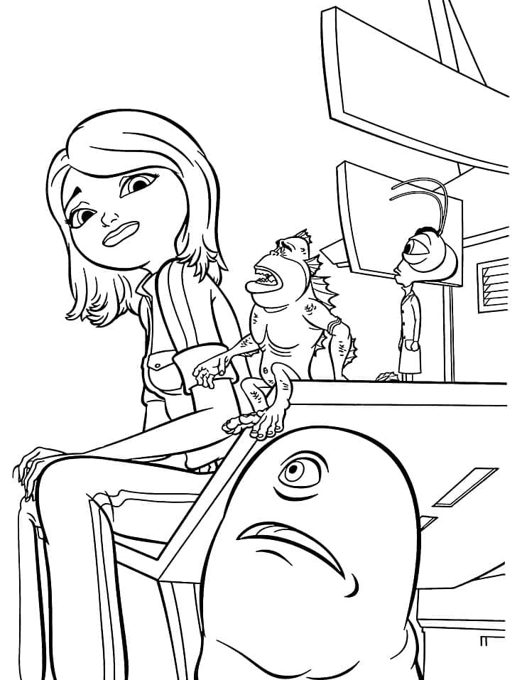 Free Printable Monsters vs Aliens Coloring Page
