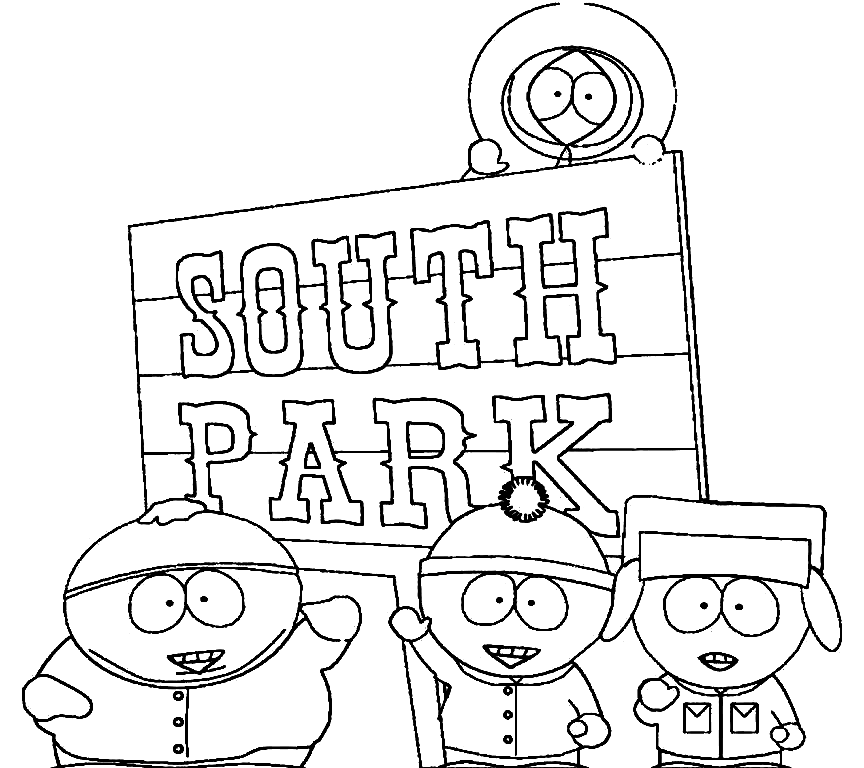 Gratis printbare kleurplaat South Park