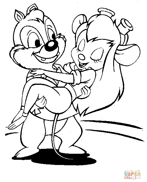 Gadget Hackwrench In Dale’s Hands Coloring Page