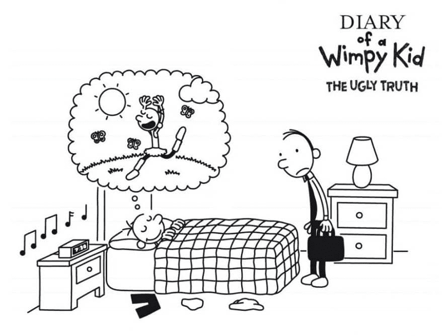 Greg Heffley durmiendo del Diario de un niño debilucho