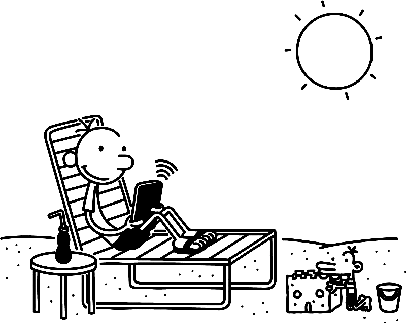 Greg Heffley at the Beach Coloring Page