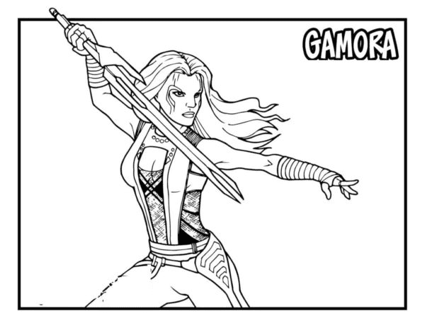 Guardians of Galaxy – Gamora Coloring Pages