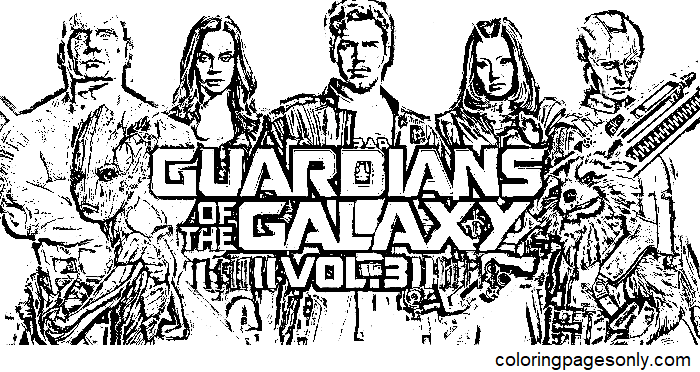 Guardiani della Galassia Vol. 3 Pagina da colorare