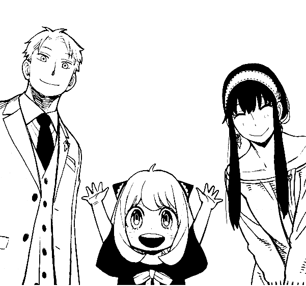 Happy Family from Spy x Family Coloring Page