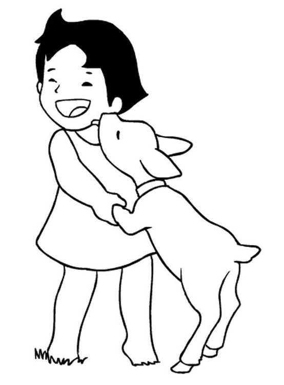 Happy Heidi and Goat Coloring Page
