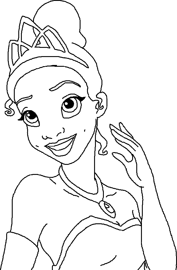 Happy Princess Tiana Coloring Page