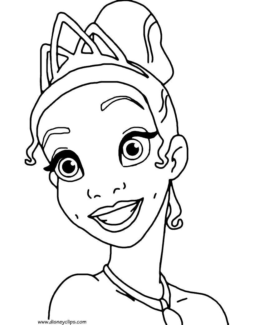 Happy Tiana Princess Coloring Page