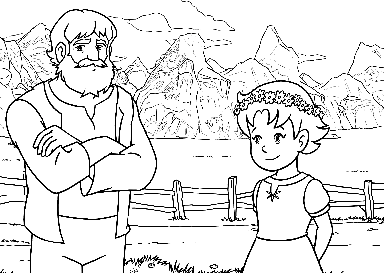 Heidi And Alpöhi Coloring Pages