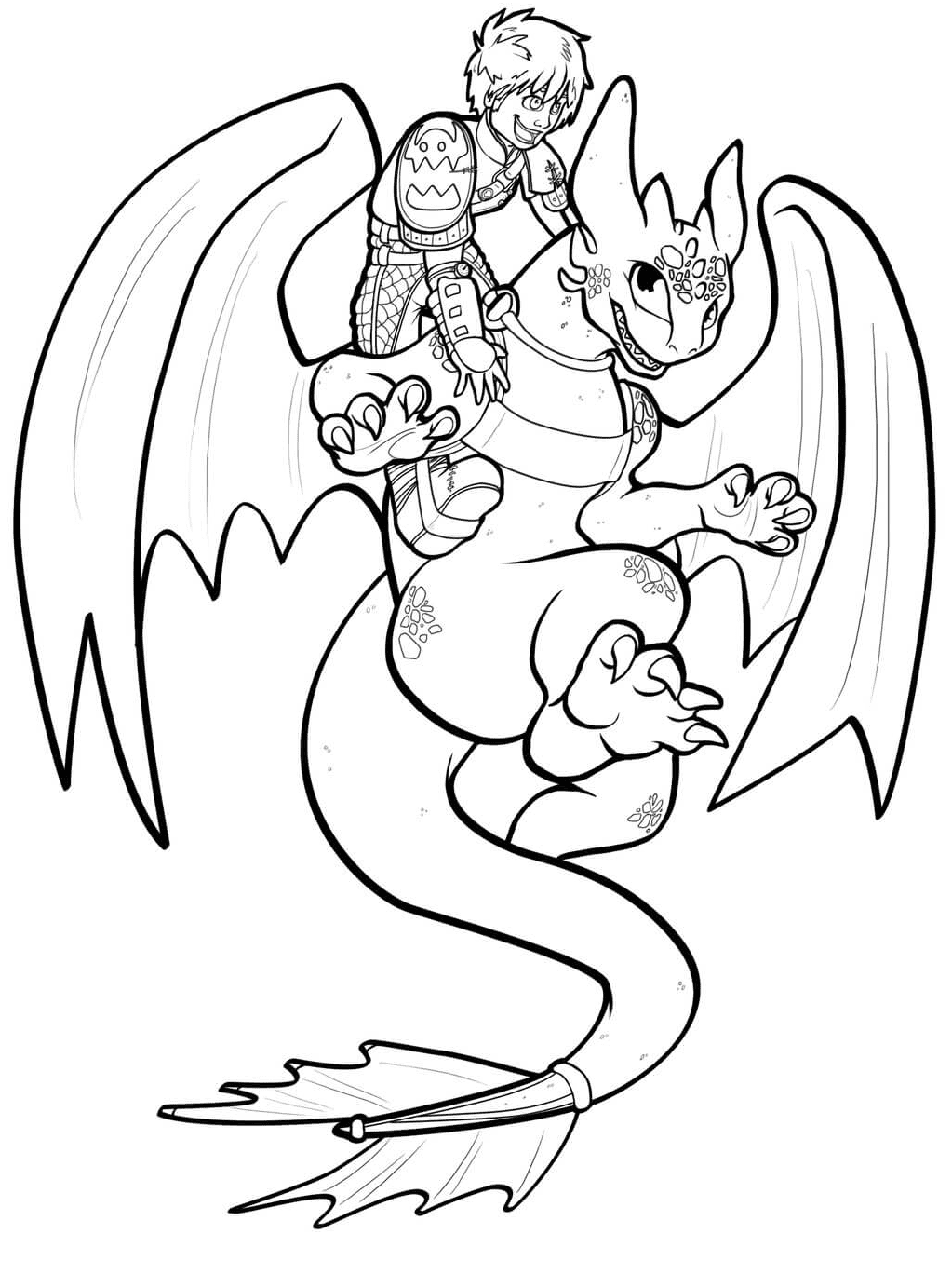 Hiccup And Toothless Flying Coloring Page