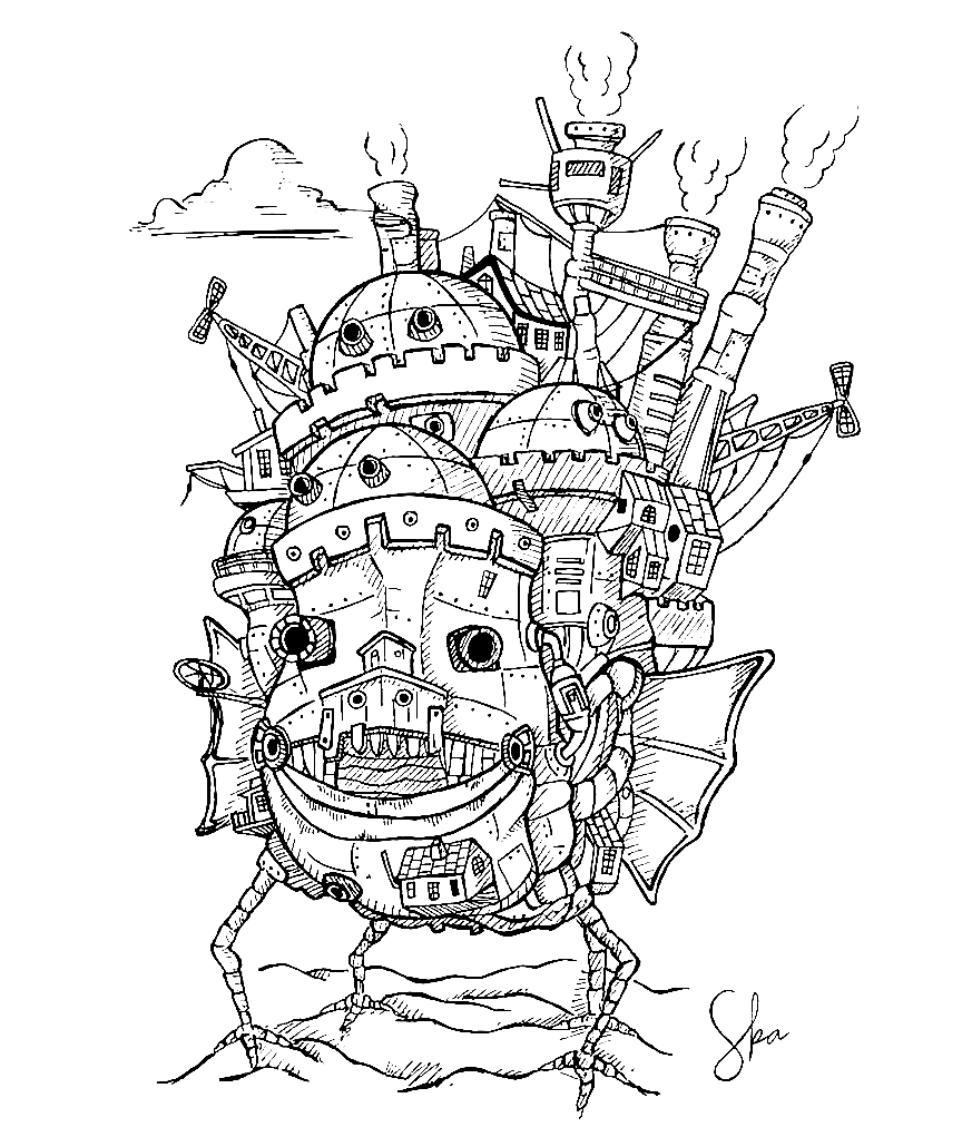 Howl’s Moving Castle Free Coloring Page