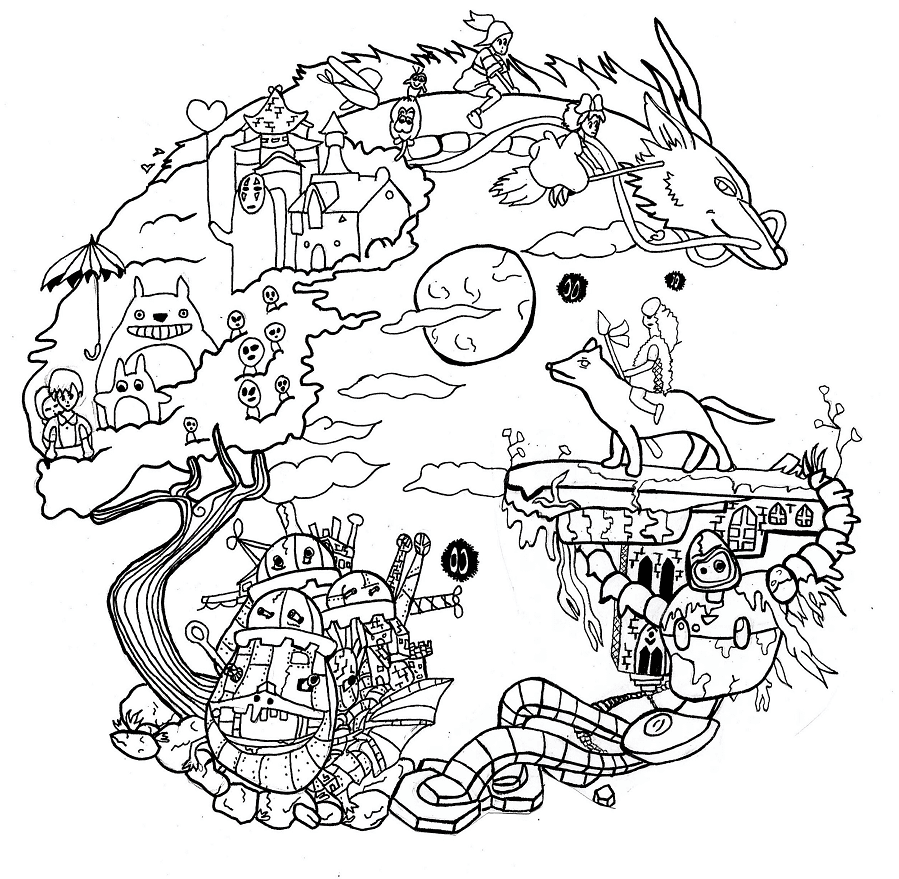 Desenho para colorir para imprimir de Howl's Moving Castle