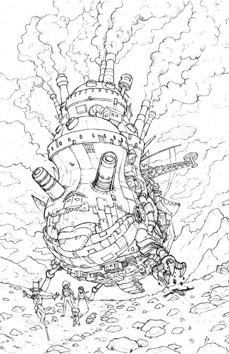 Howl’s Moving Castle Coloring Page