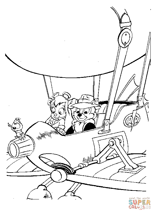 In The Plane With Dale Coloring Page