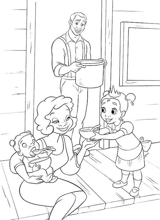 Джеймс и Юдора с малышкой Тианой из мультфильма «Принцесса и лягушка»