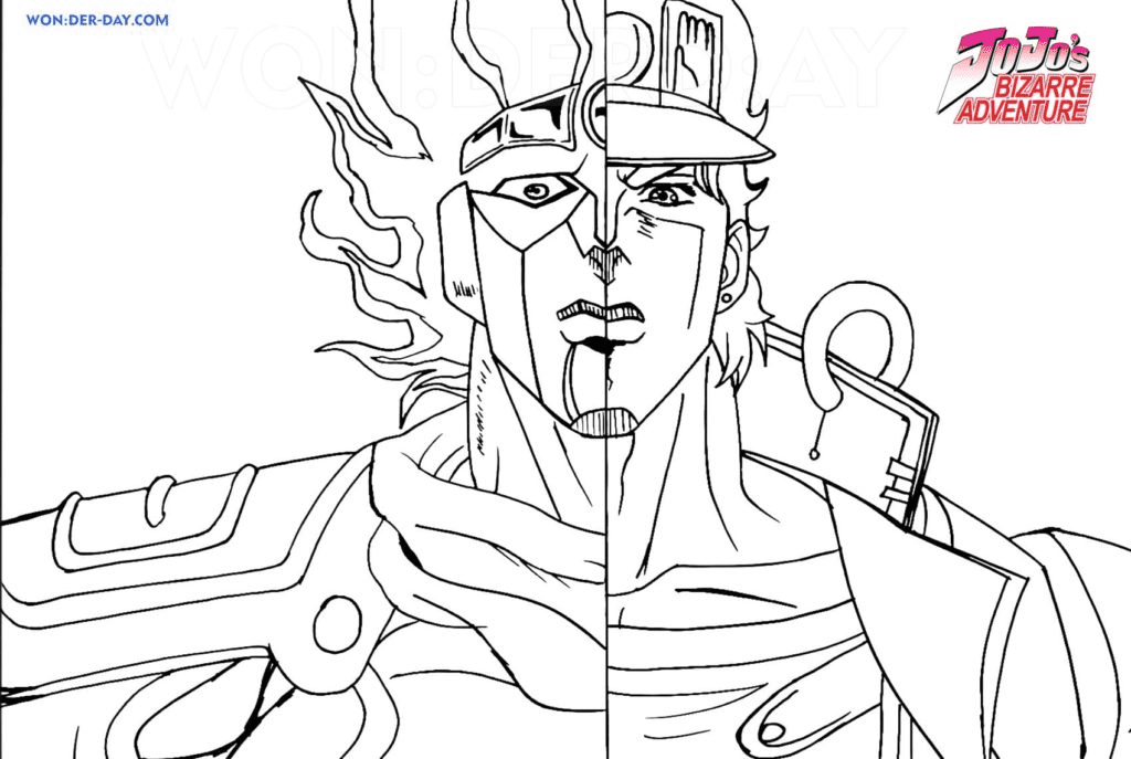 Jotaro and Star Platinum Coloring Page